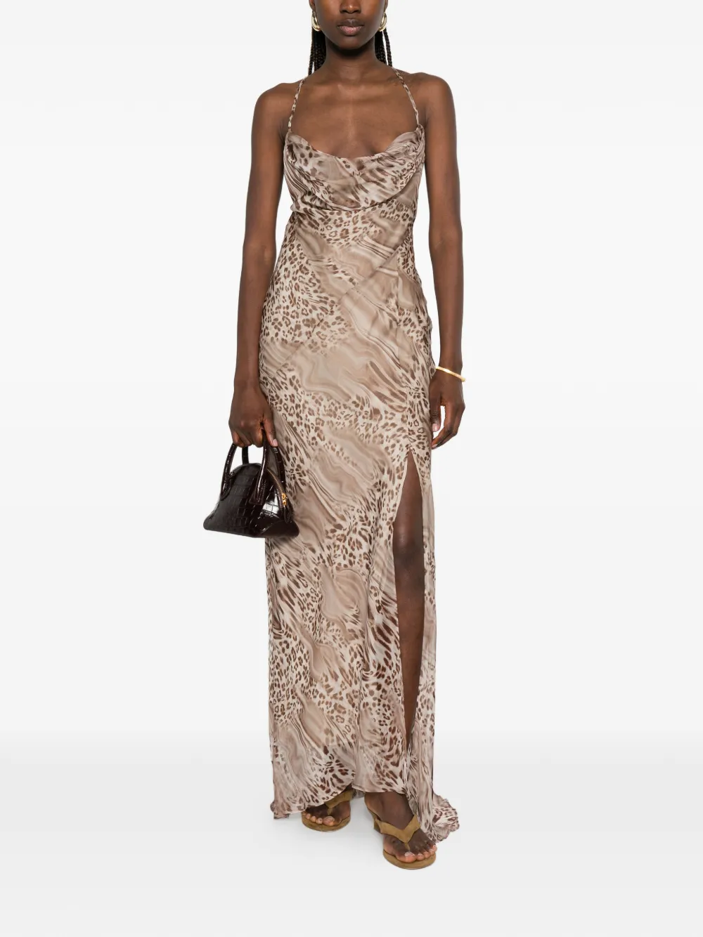 Blugirl Jurk met luipaardprint en col Beige