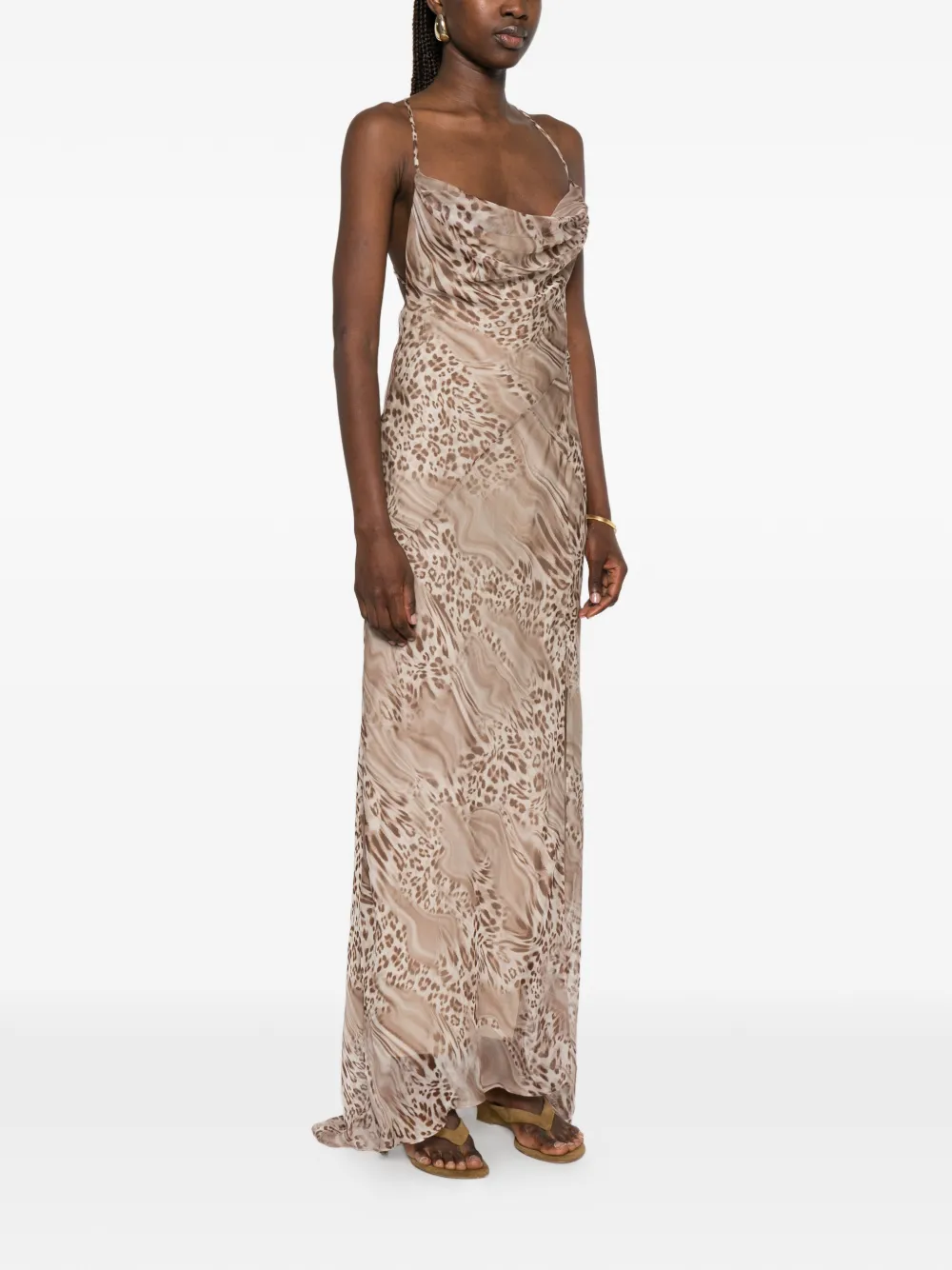 Blugirl Jurk met luipaardprint en col Beige