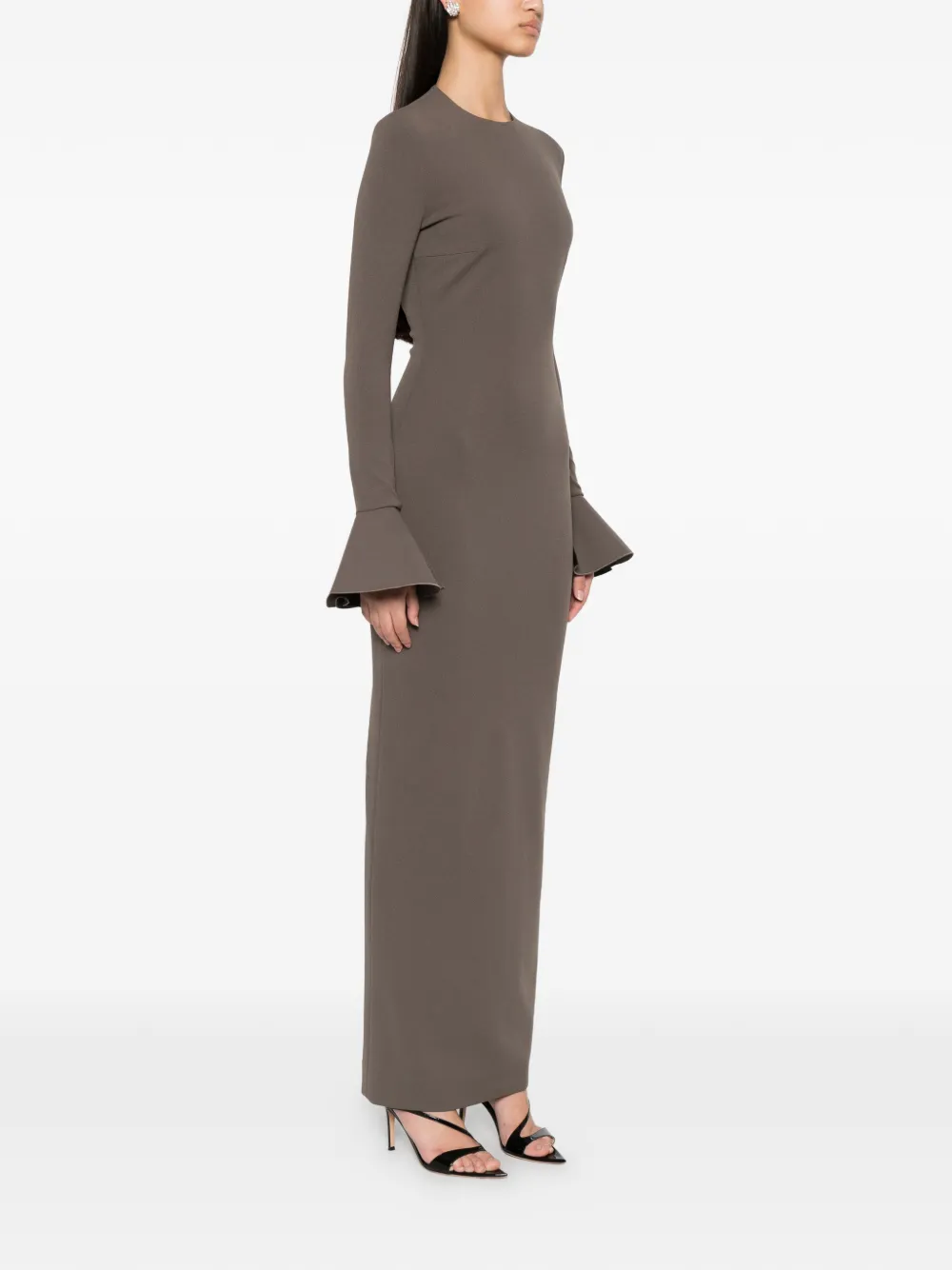 Solace London Alicia maxi-jurk met flared mouwen Grijs