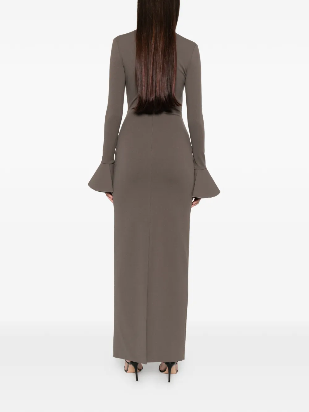 Solace London Alicia maxi-jurk met flared mouwen Grijs