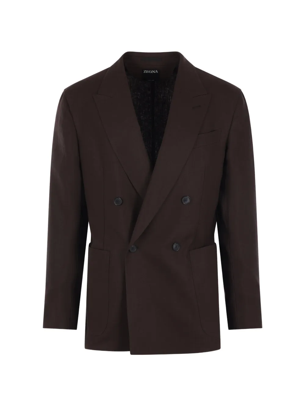 Zegna double-breasted peak-lapel blazer - Braun