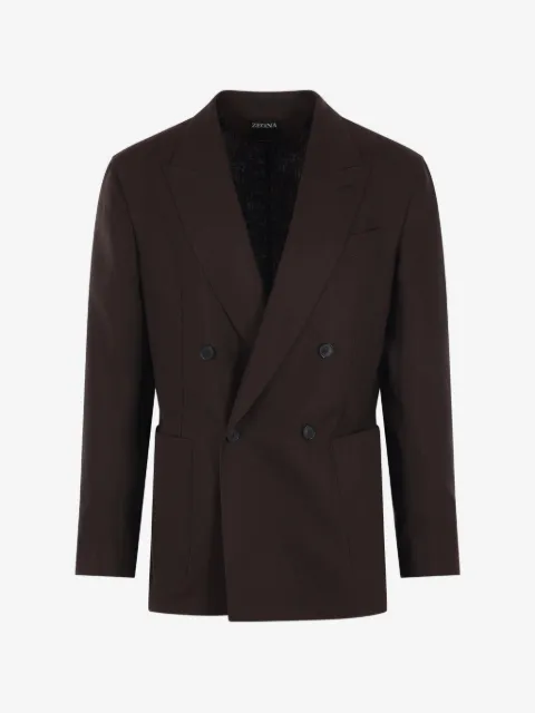 Zegna blazer con solapas de pico y doble botonadura