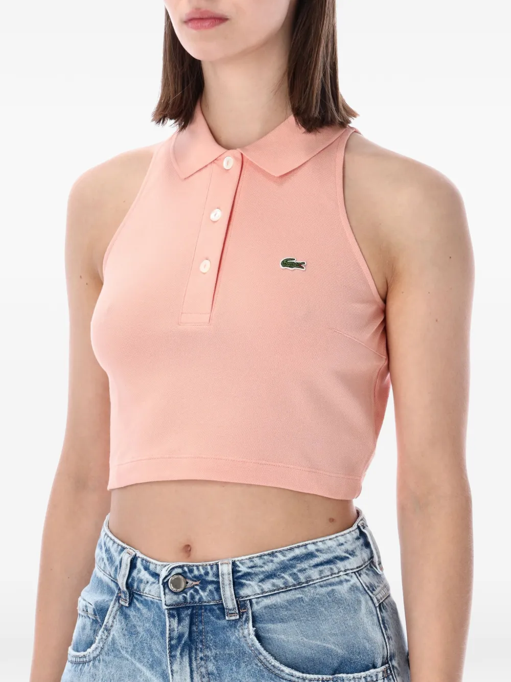 Lacoste Cropped poloshirt Roze