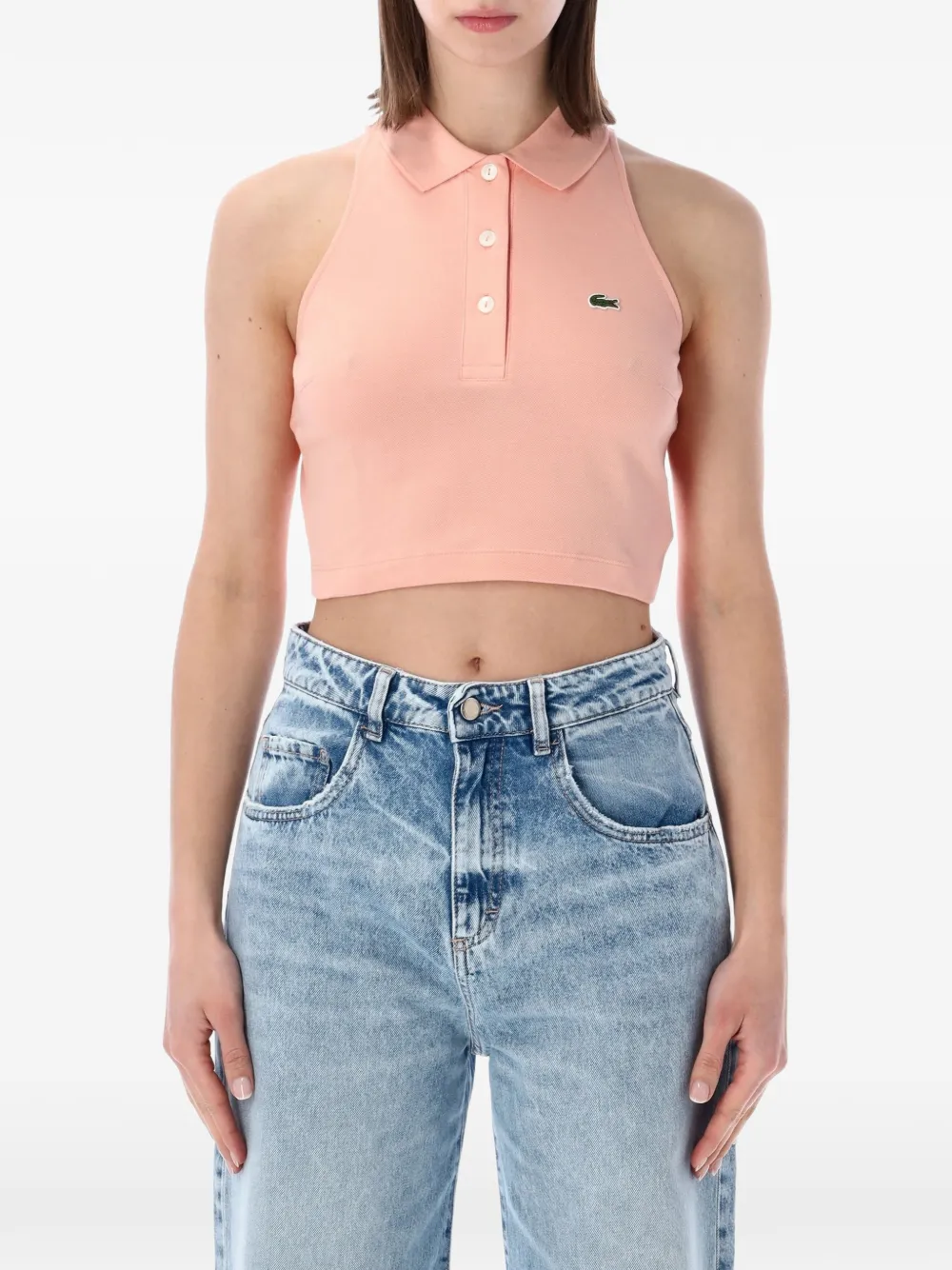 Lacoste sleeveless cropped polo shirt - Rosa