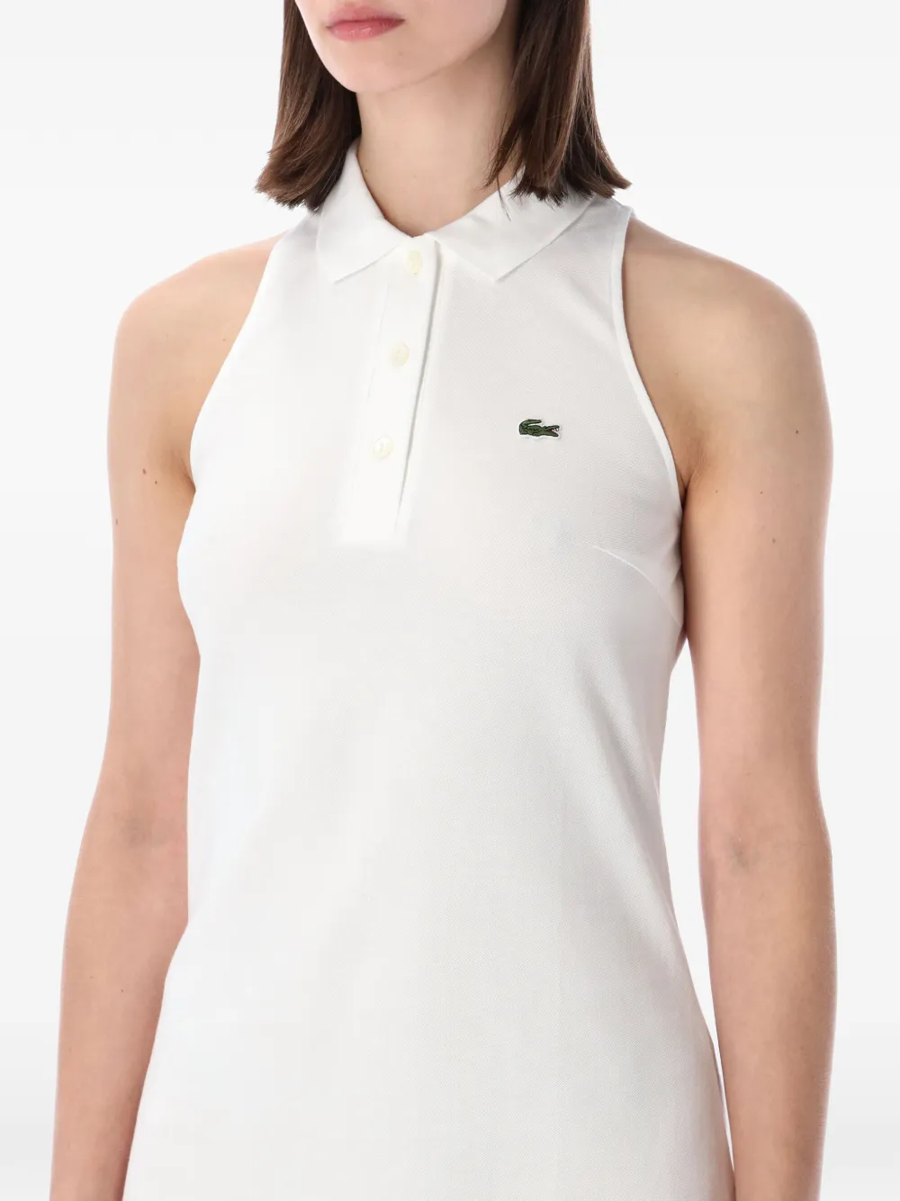 Lacoste Mouwloze jurk met geborduurd logo Wit