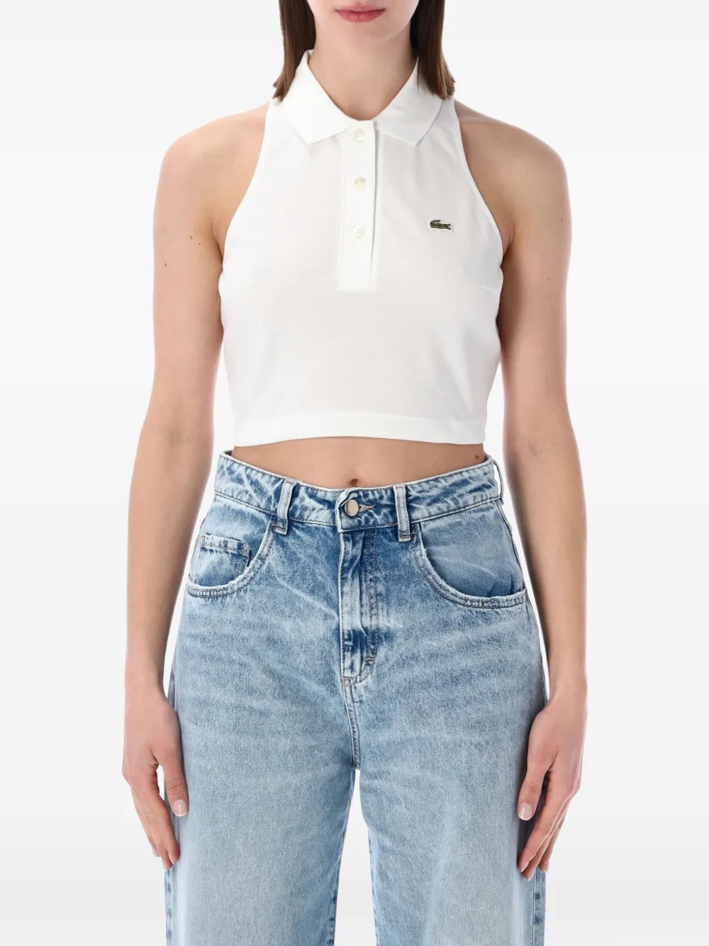 Lacoste sleeveless cropped polo shirt - Weiß