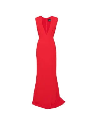 Calvin Klein Vintage V-neck Strap Gown Maxi Dress | Red | FARFETCH JO