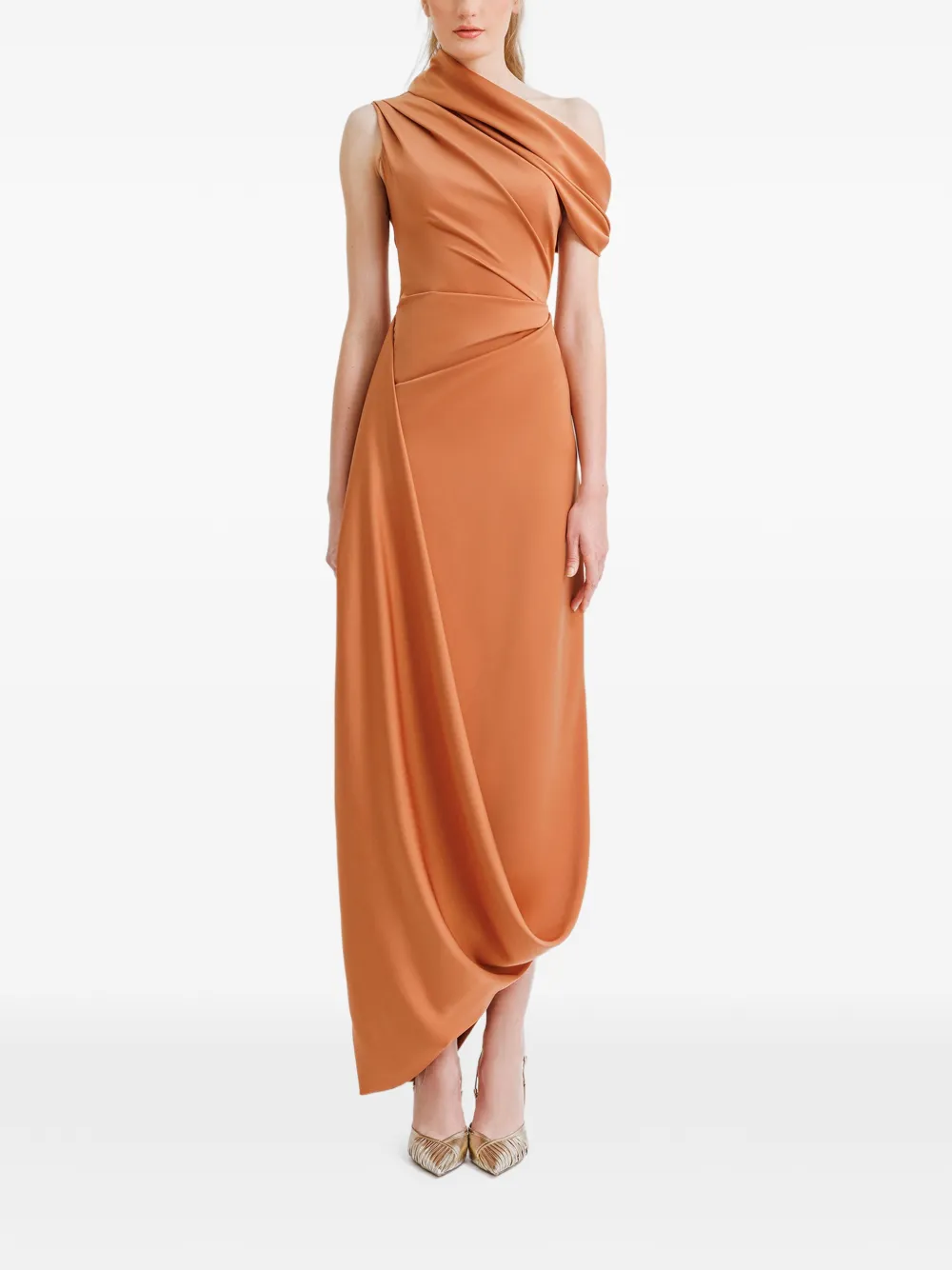 Gemy Maalouf Asymmetrische gedrapeerde jurk Oranje
