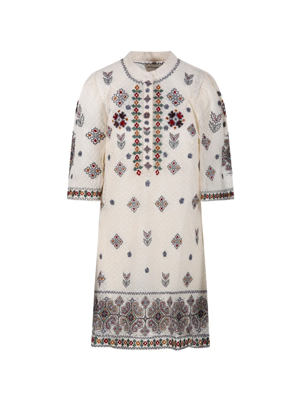 Antik Batik Danae embroidered pointelle-knit mini dress - Neutrals