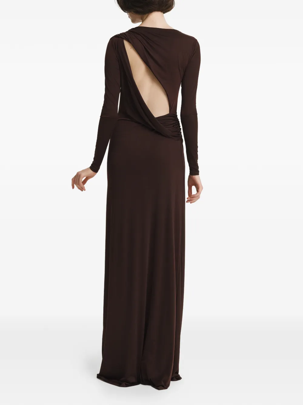 2310 STUDIO Maxi-jurk met ruches Bruin