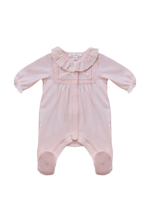 Tartine Et Chocolat floral-embroidered ruffled onesie