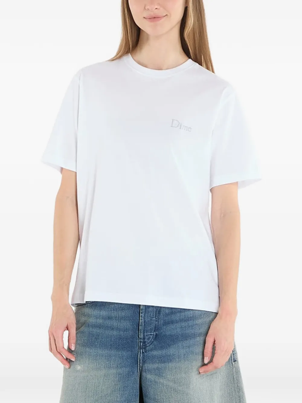 dime T-shirt met logodetail Wit