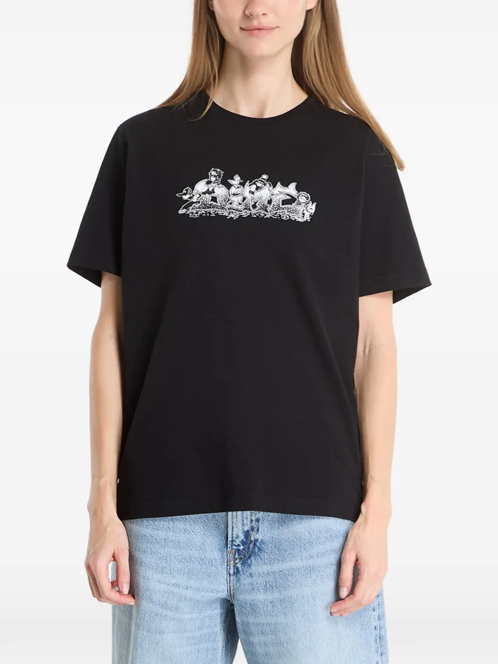 dime T-shirt met print Zwart