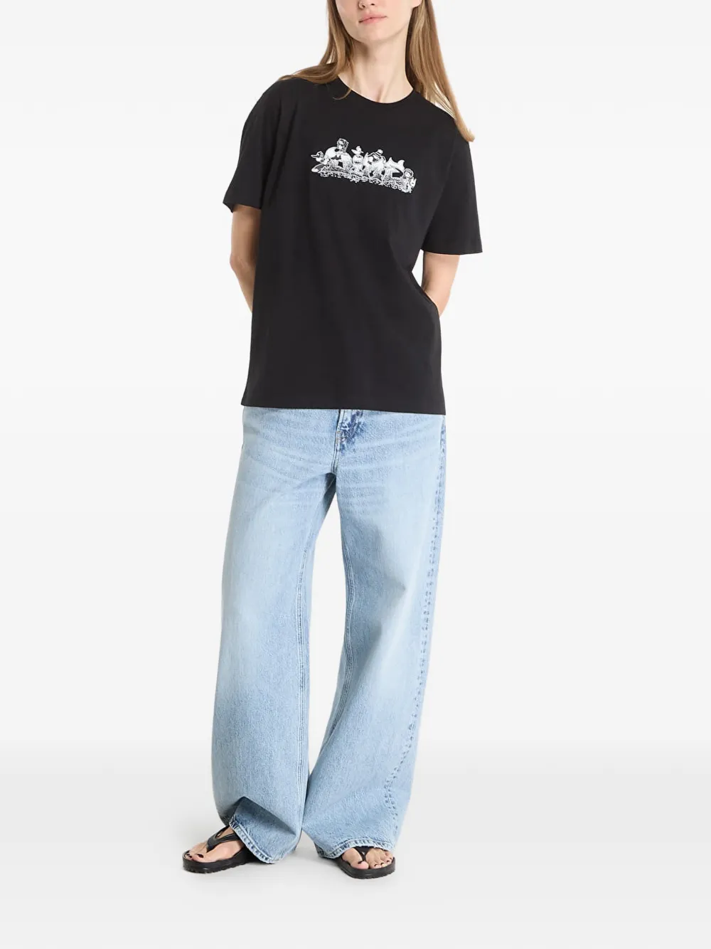 dime T-shirt met print Zwart
