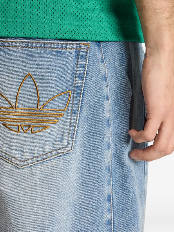 Adidas Trefoil-embroidered 3-Stripes Jeans | Blue | FARFETCH