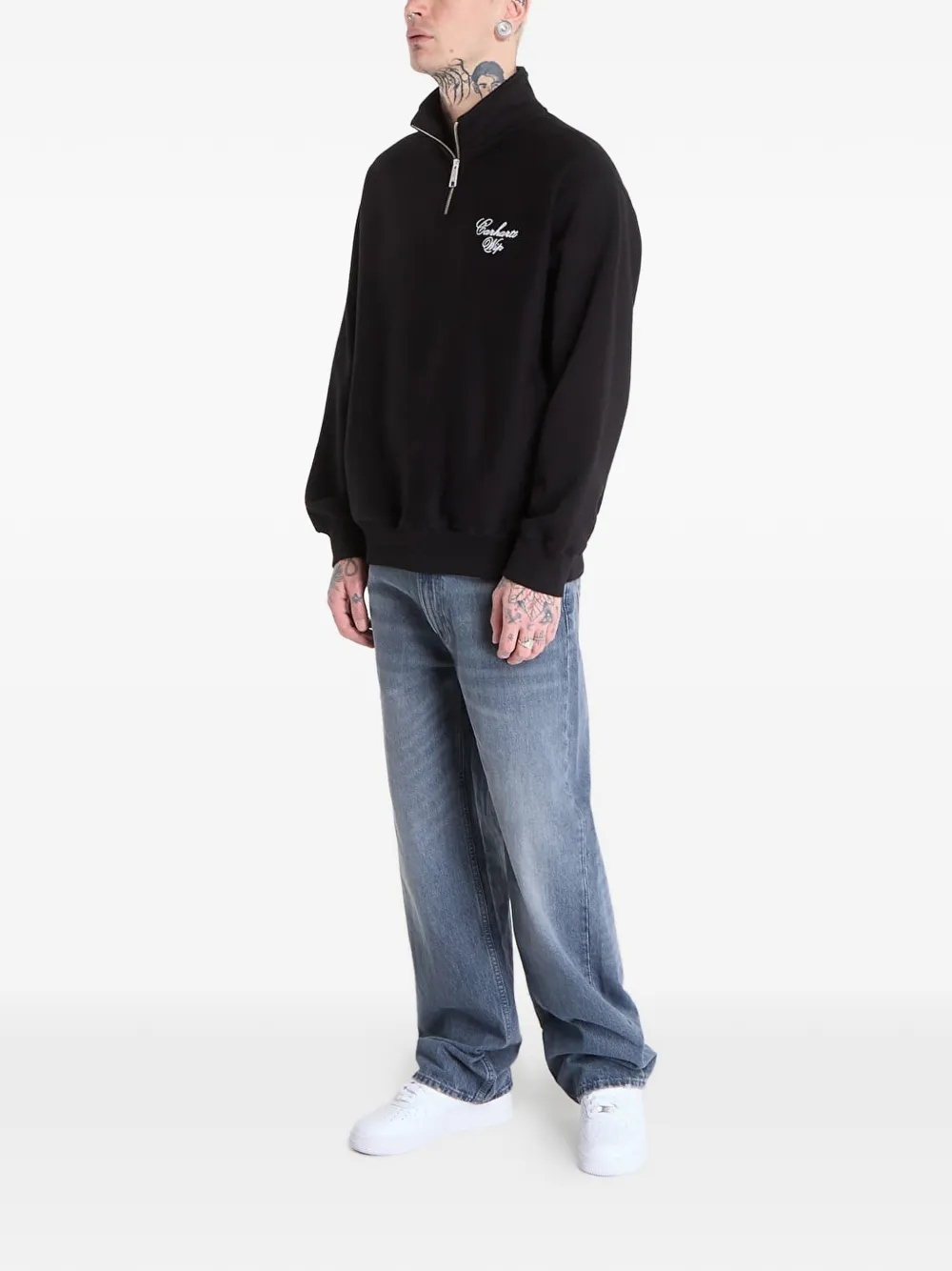 Carhartt WIP Longhand sweater met halve rits Zwart