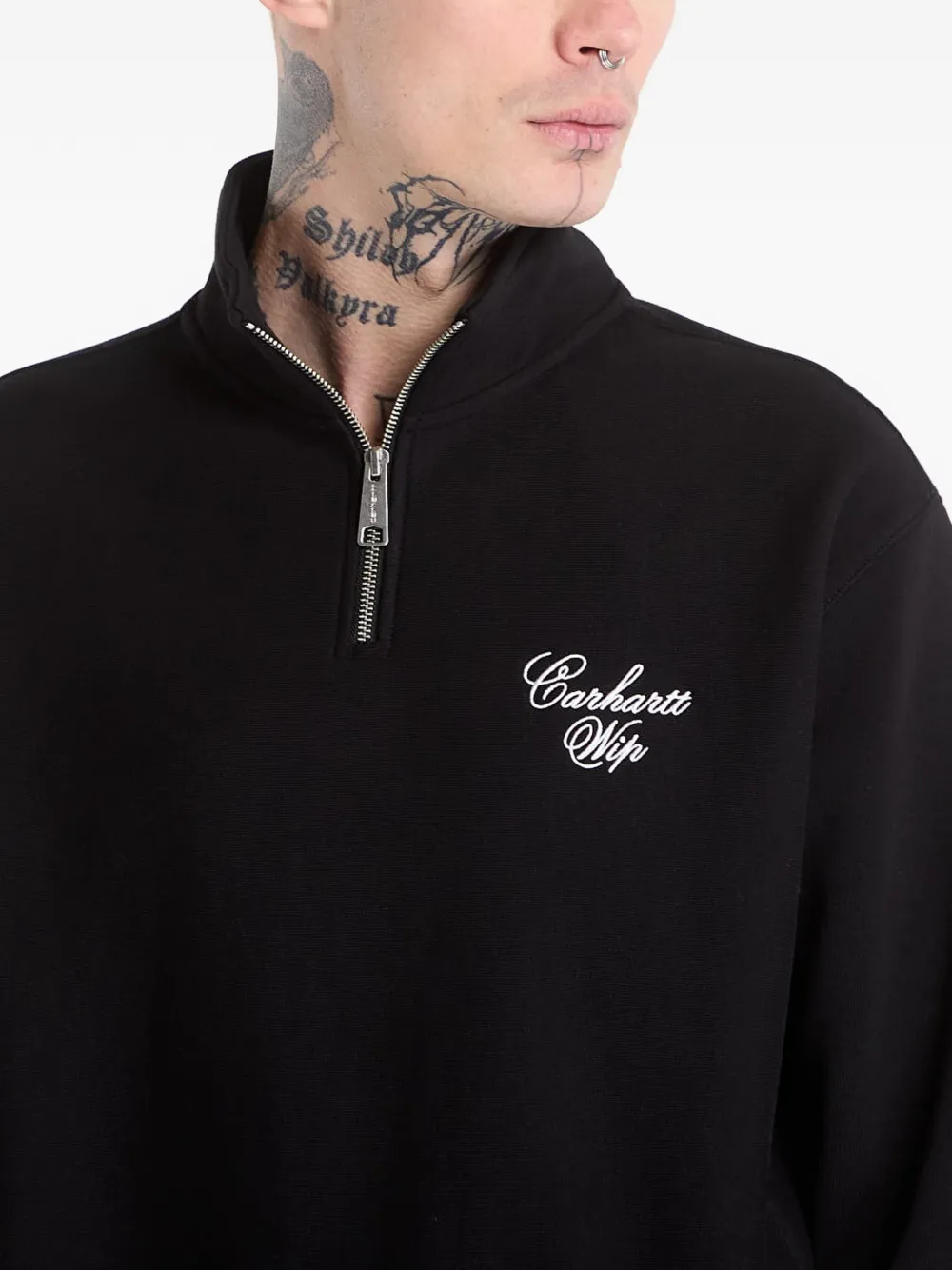 Carhartt WIP Longhand sweater met halve rits Zwart