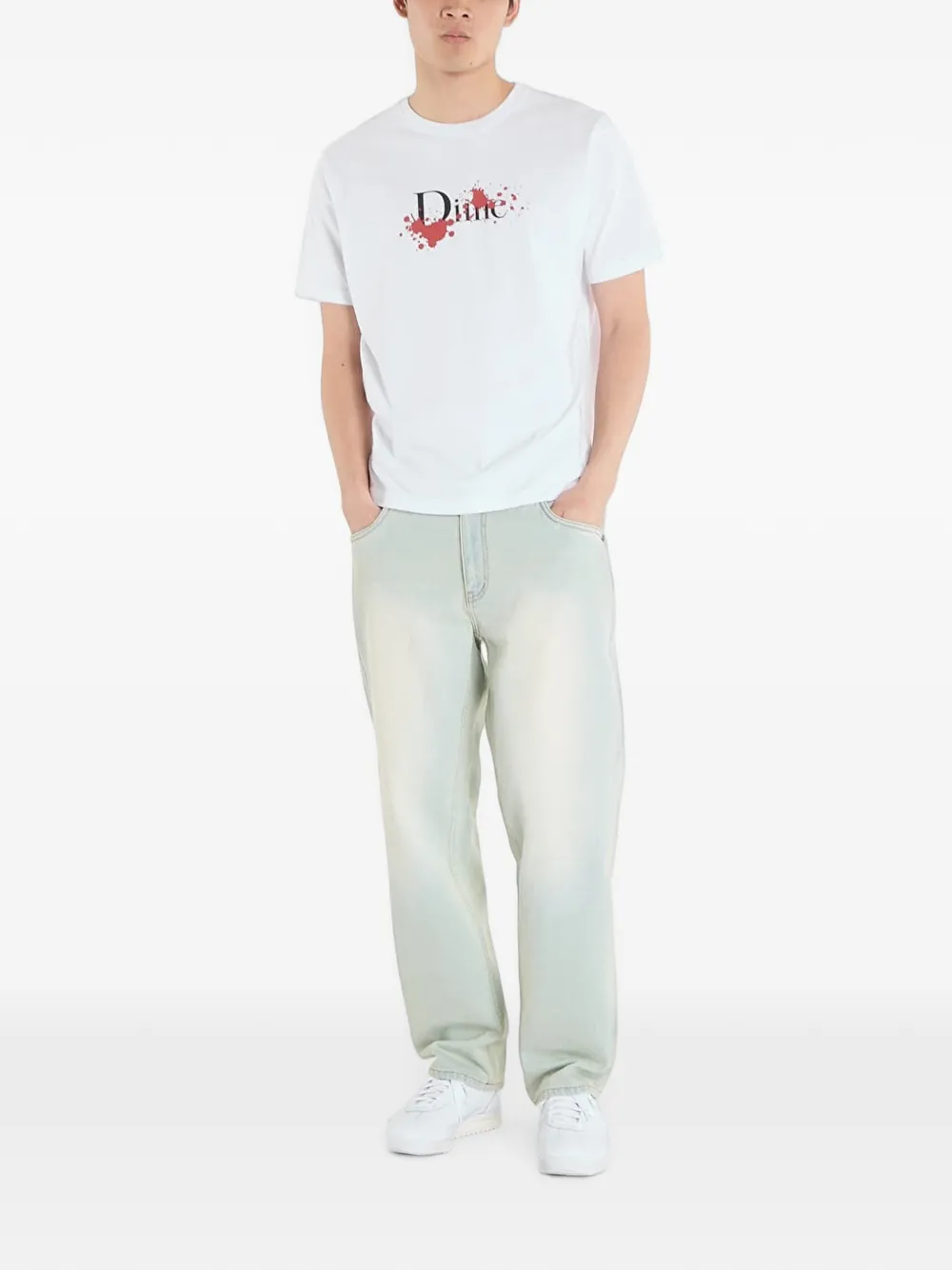 dime T-shirt met logoprint Wit