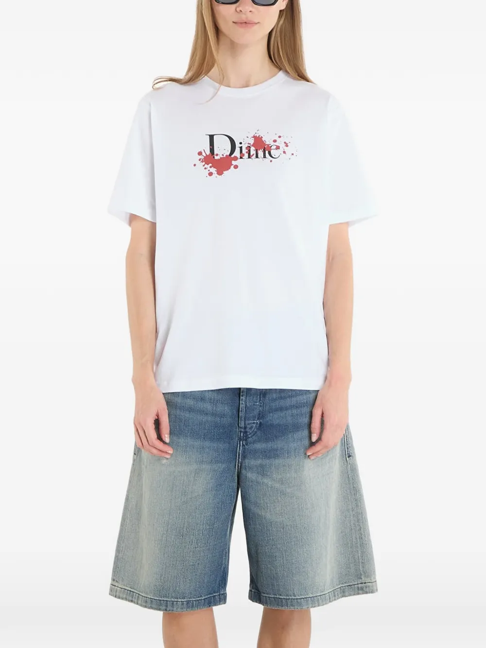 dime T-shirt met logoprint Wit