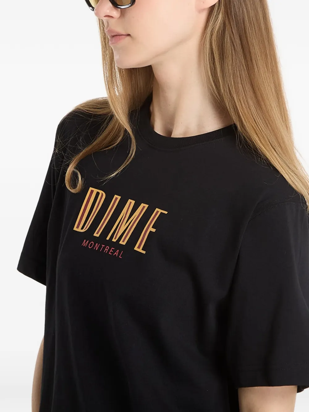 dime T-shirt met logoprint Zwart