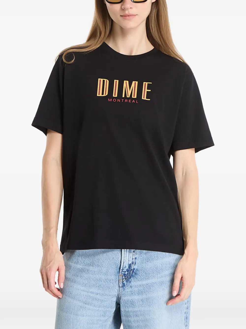 dime T-shirt met logoprint Zwart