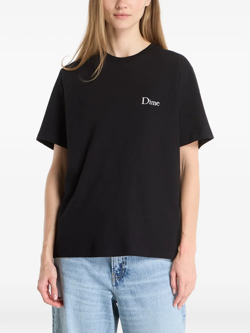 dime T-shirt met logoprint Zwart