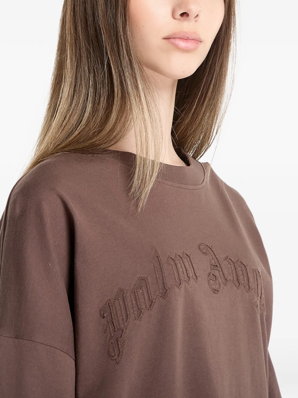 Palm Angels Gelaagd T-shirt met geborduurd logo Bruin