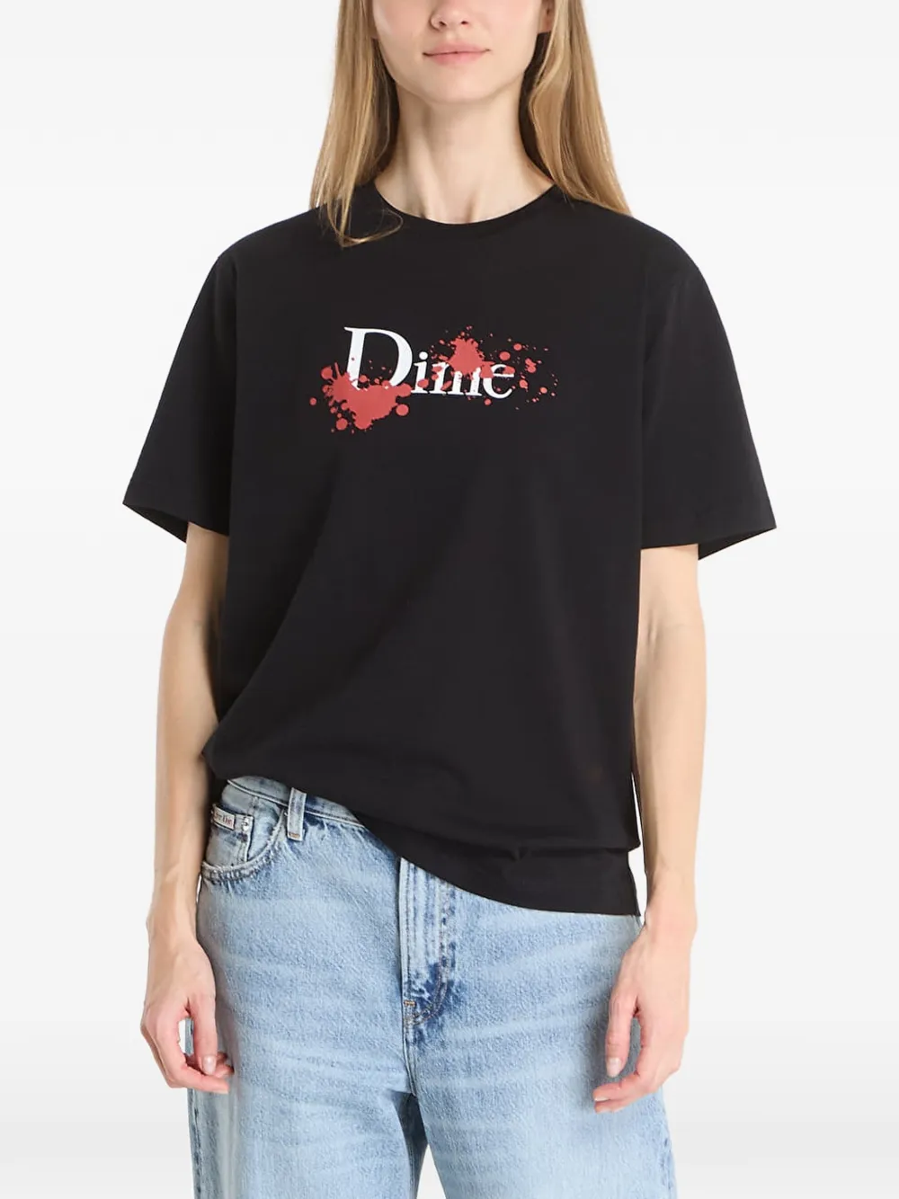 dime T-shirt met logoprint Zwart