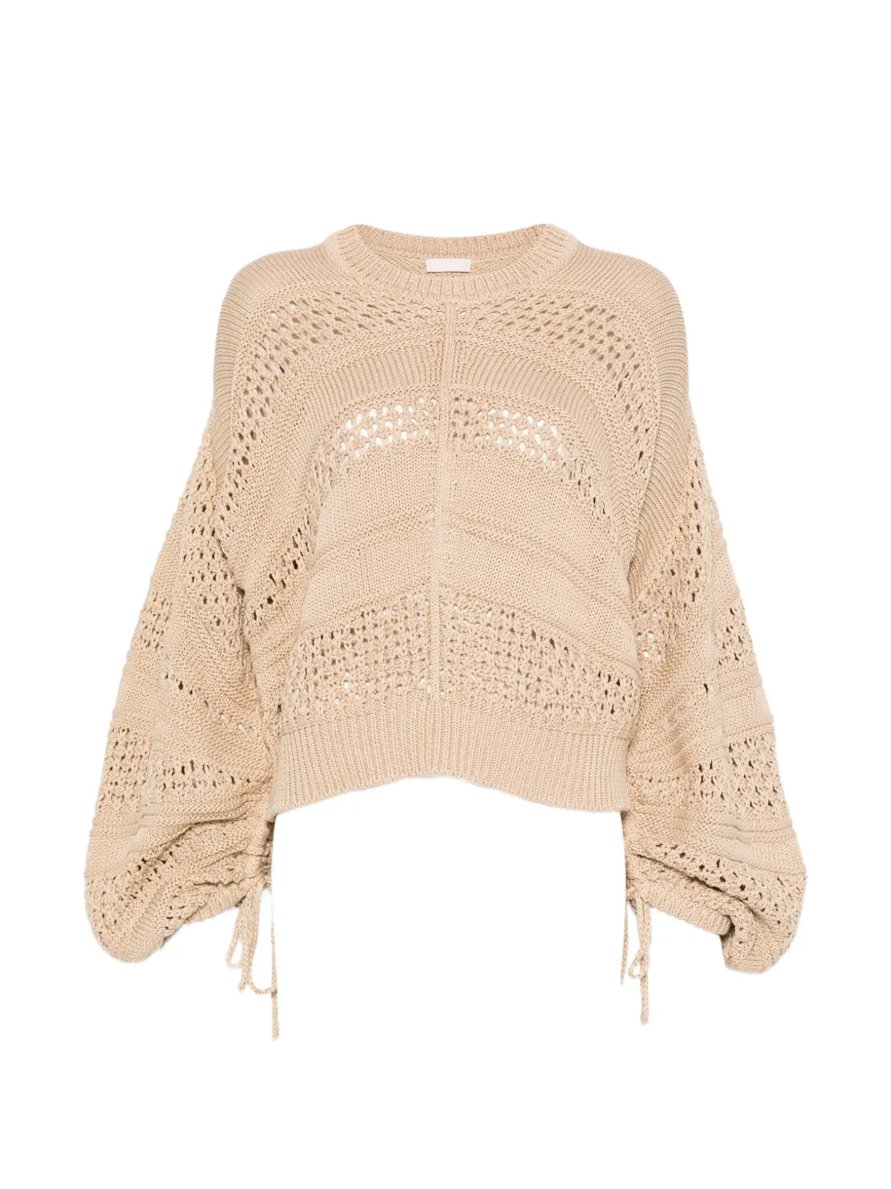 LIU JO open-knit drawstring-cuff sweater - Nude