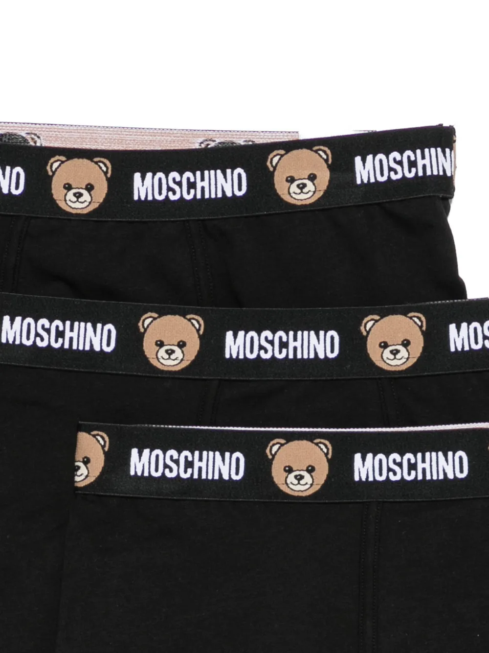 Moschino Drie Teddy Bead boxershorts met logoband Zwart