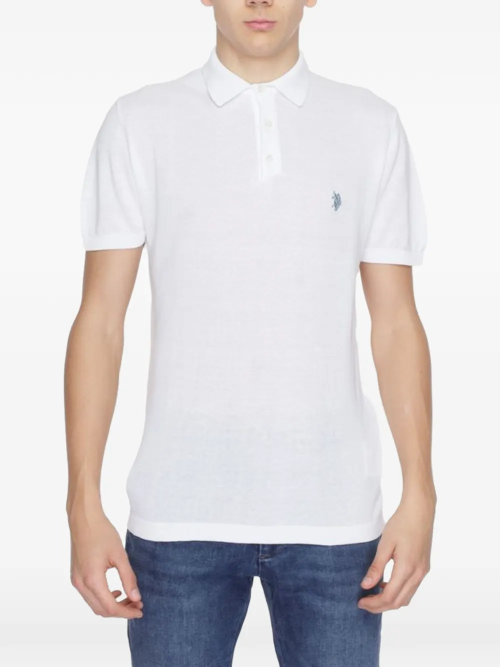 U.S. POLO ASSN. logo-embroidered short-sleeves polo shirt - Weiß