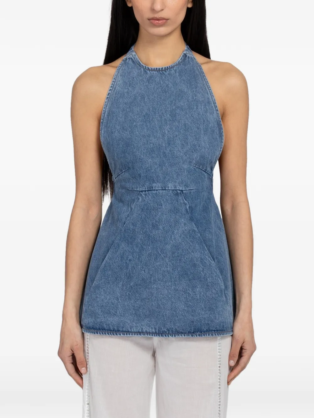 Gimaguas halterneck backless top - Blu