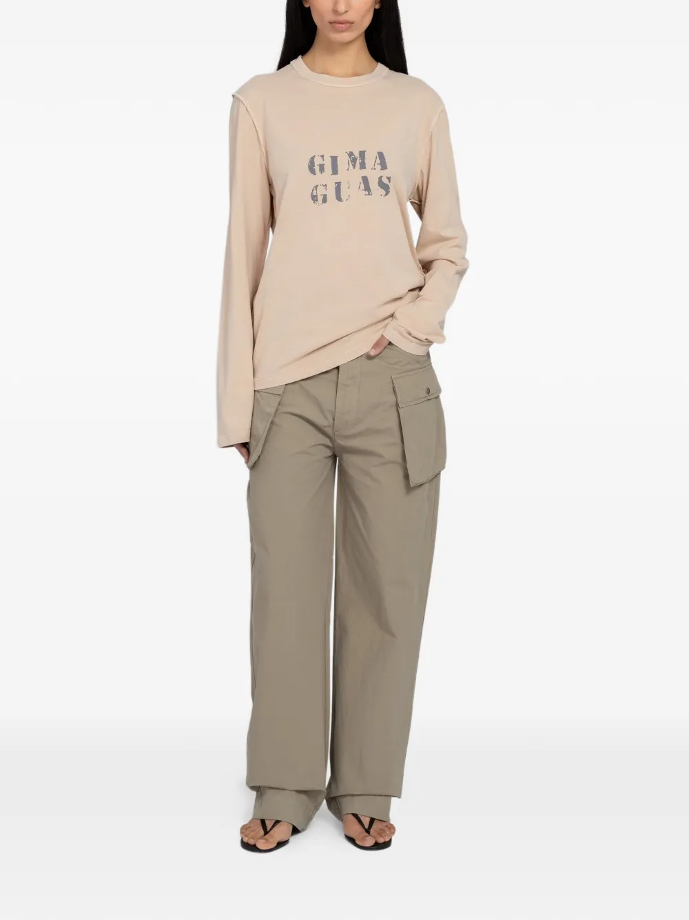 Gimaguas T-shirt met logoprint Beige