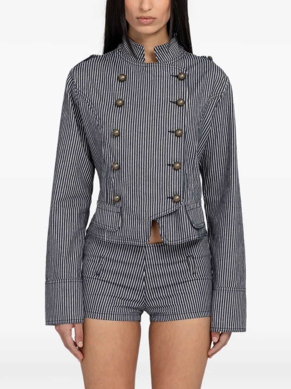 Gimaguas London striped double-breasted jacket - Grigio