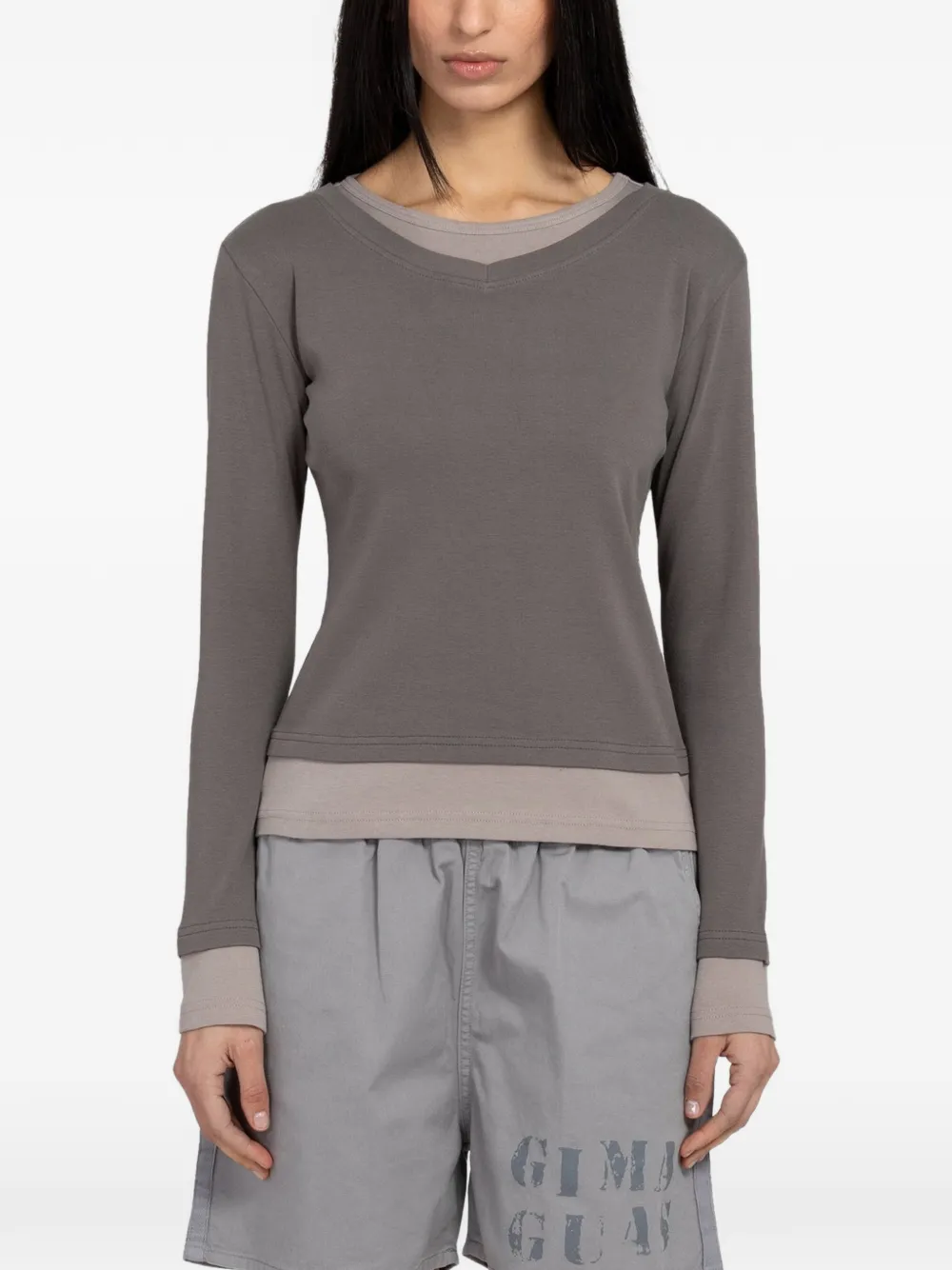 Gimaguas layered long-sleeve T-shirt - Grigio