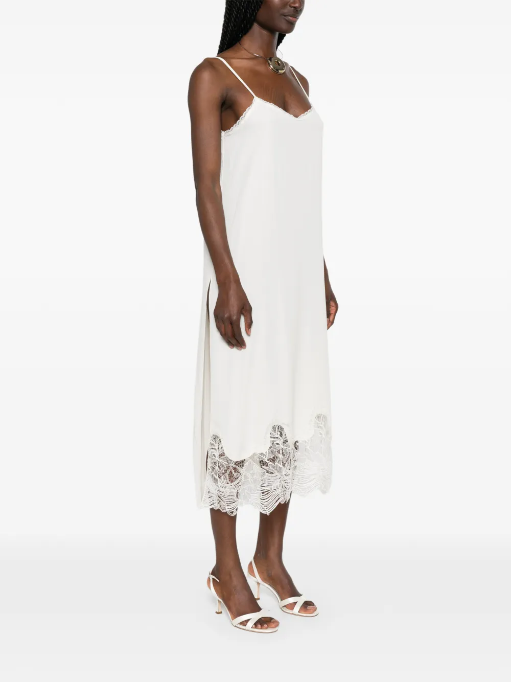 Fabiana Filippi Midi-jurk met kanten afwerking Wit