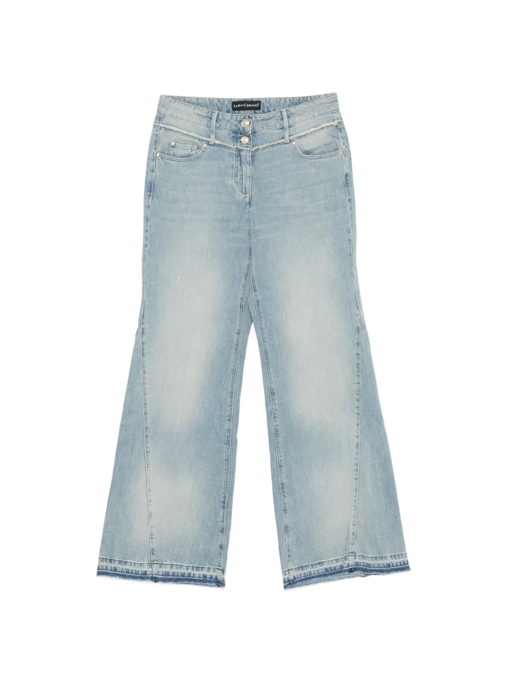 Luisa Cerano frayed-edge panelled jeans - Blu