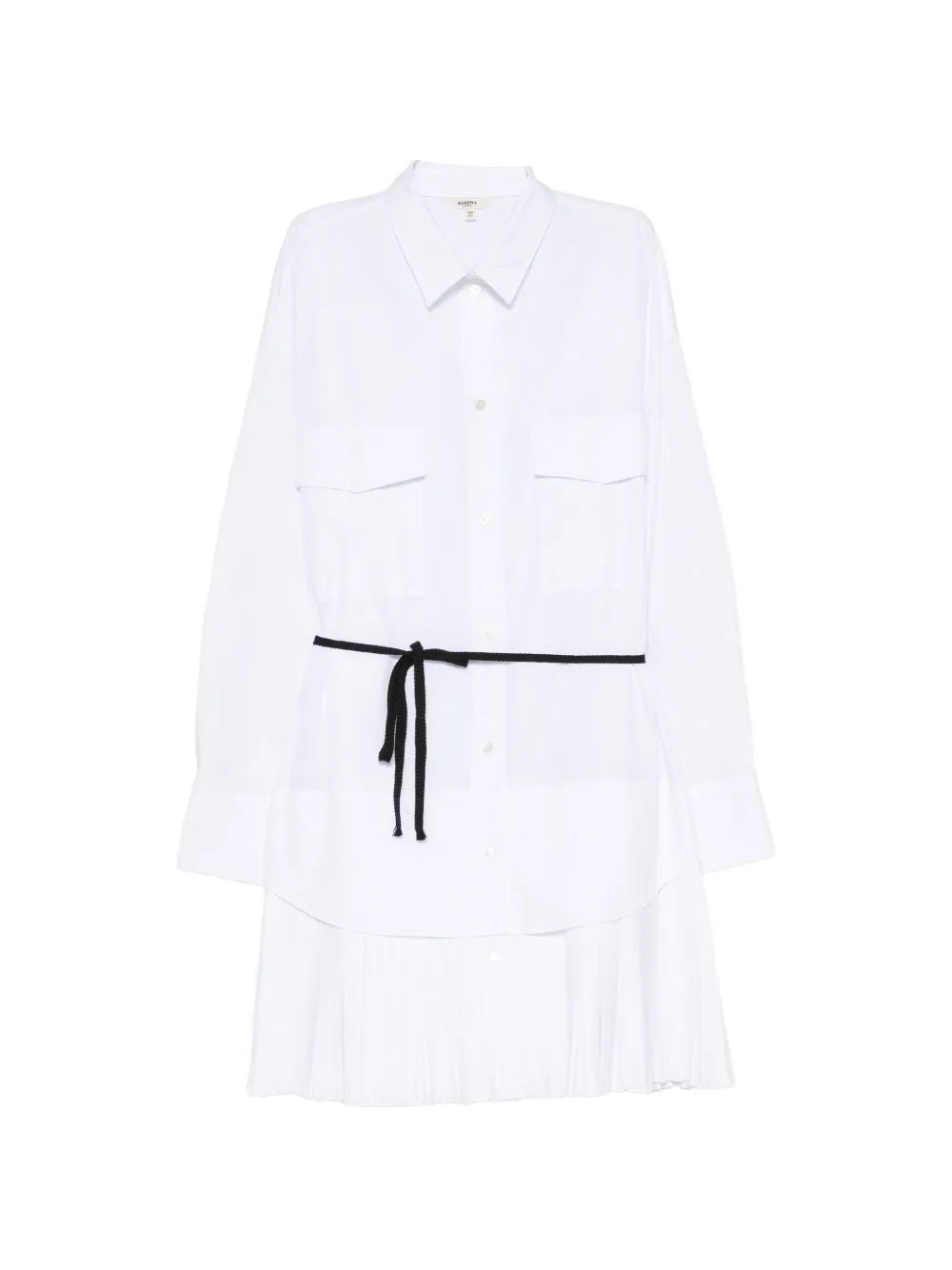 Barena pleated-skirt mini shirt dress - Bianco
