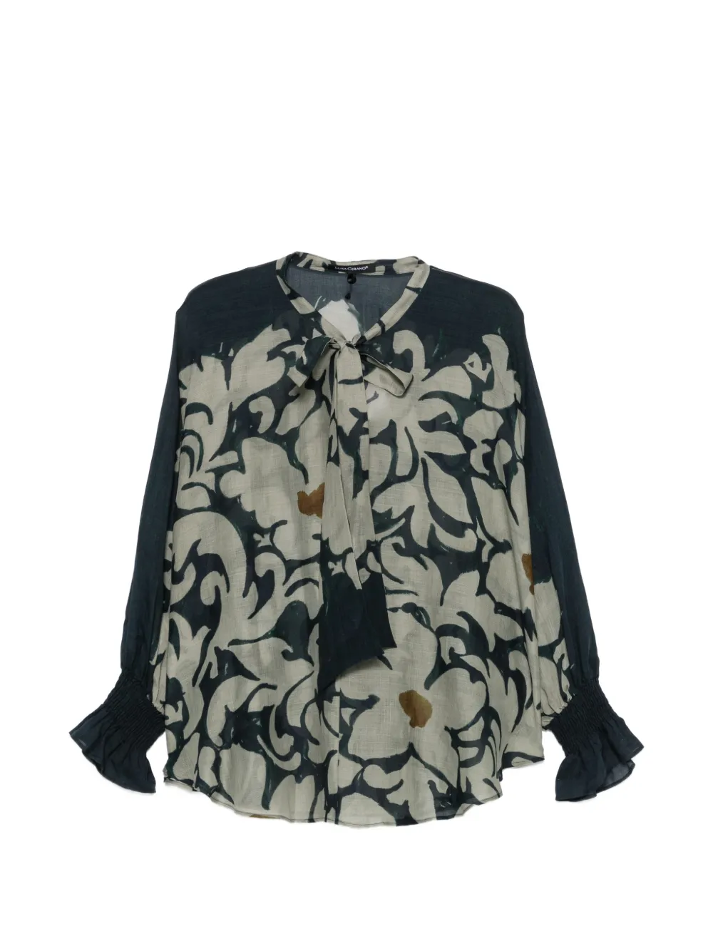 Luisa Cerano Floral-print Pussy-bow Blouse In Black