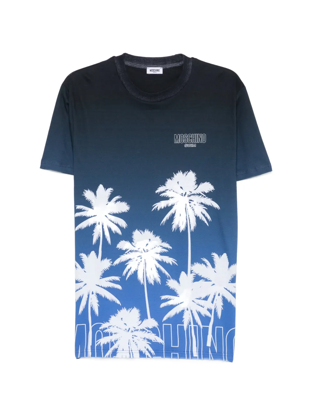 Moschino palm-print ombré T-shirt - Blau