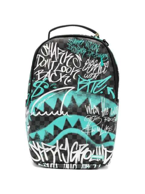 Sprayground graffiti-print checkered backpack