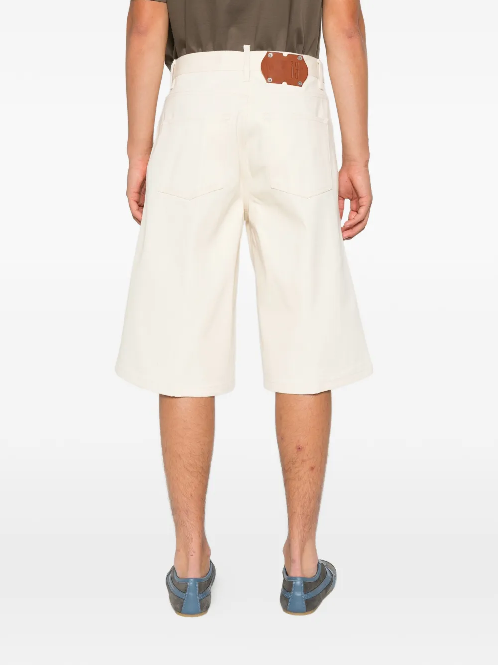 3DICI Denim shorts met logopatch Beige