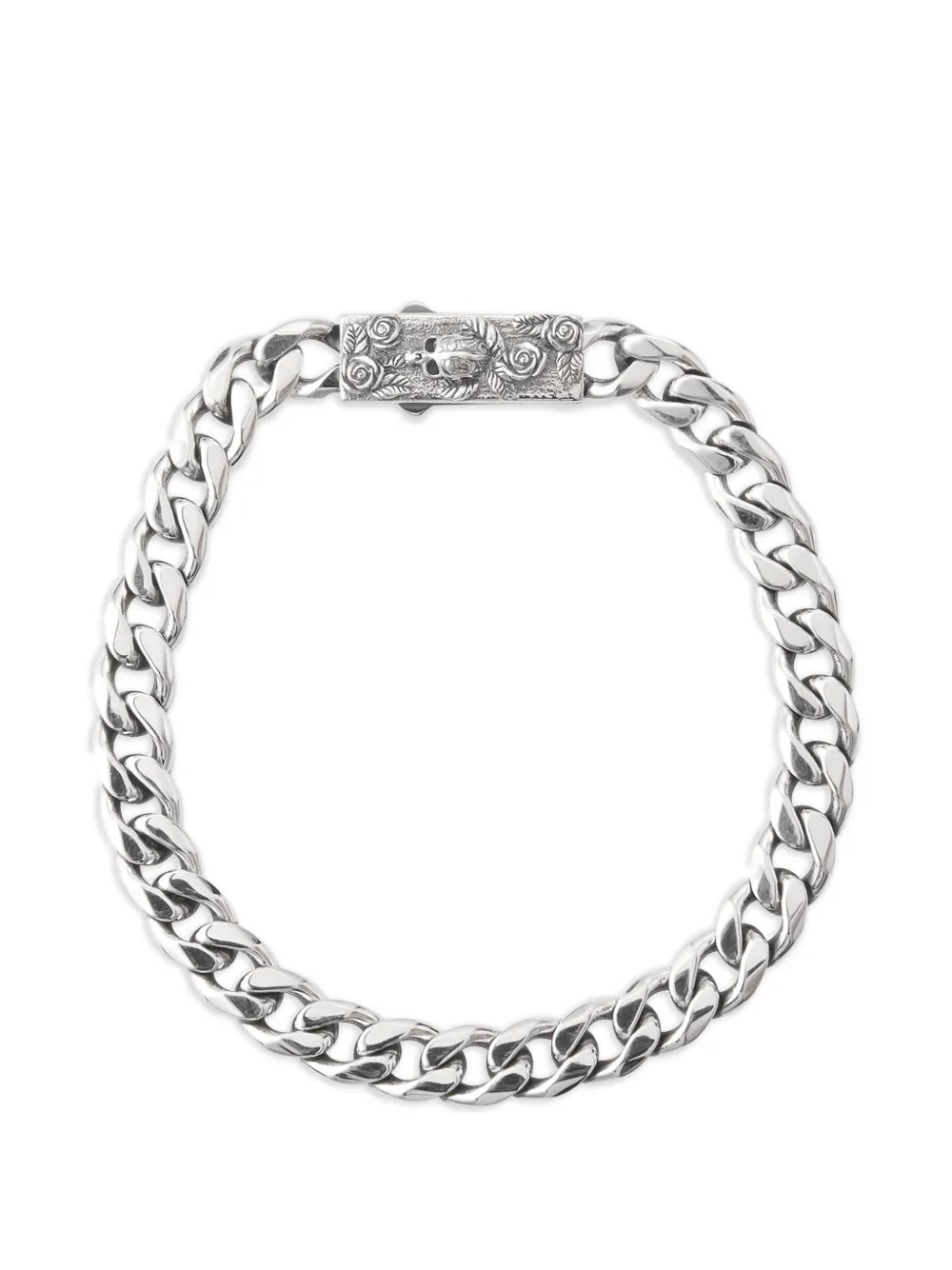 Emanuele Bicocchi 스컬 박스 클래스프 체인 브레이슬릿 | 실버 톤 | Image 1