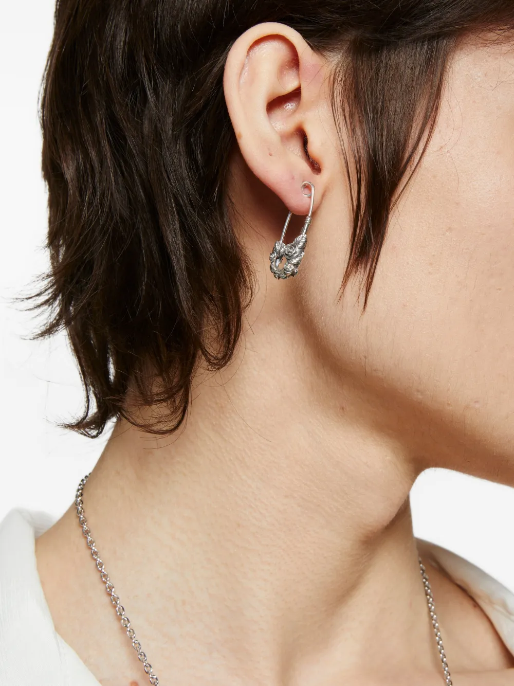  Emanuele Bicocchi Petites Boucles D'oreilles à Détail De Rose Et D’épingle à Nourrice - Argent 