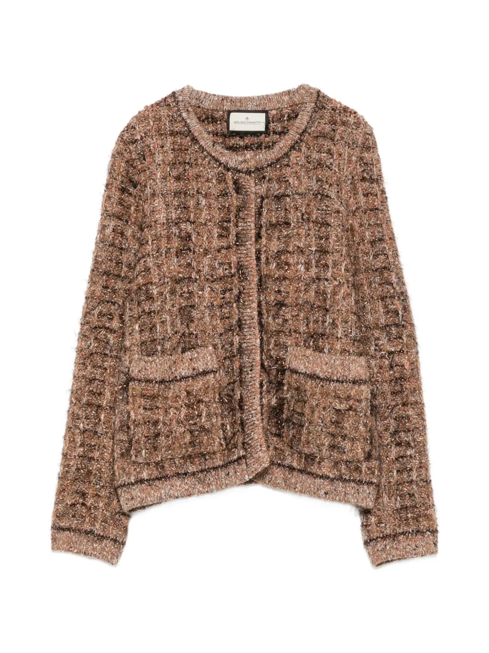 Bruno Manetti Bouclé-Cardigan mit aufgesetzter Tasche - Nude