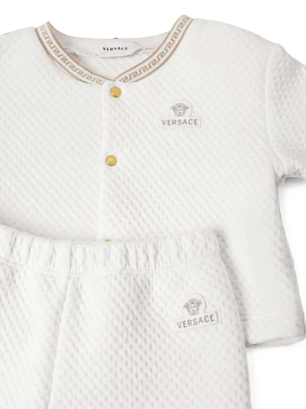  Versace Kids Greca-trim Diamond-quilted Trouser Set (set Of Two) - Blanco 