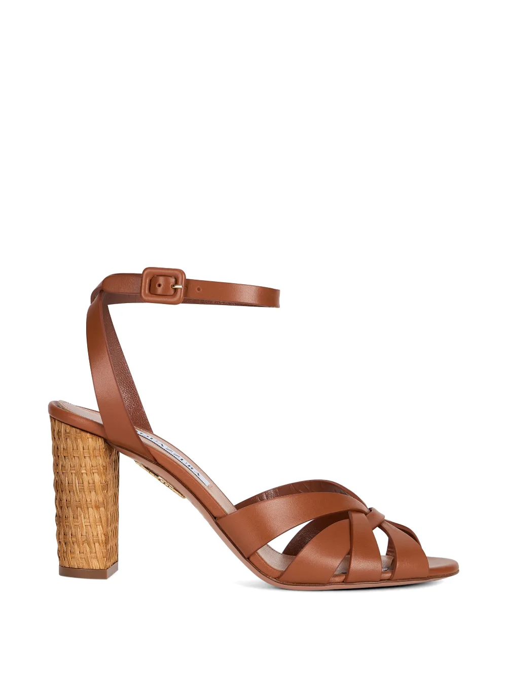 Aquazzura Copacabana woven-heel crossover-strap sandals Bruin