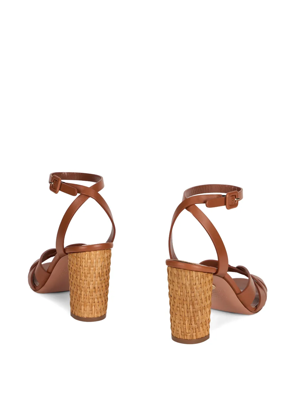 Aquazzura Copacabana woven-heel crossover-strap sandals Bruin