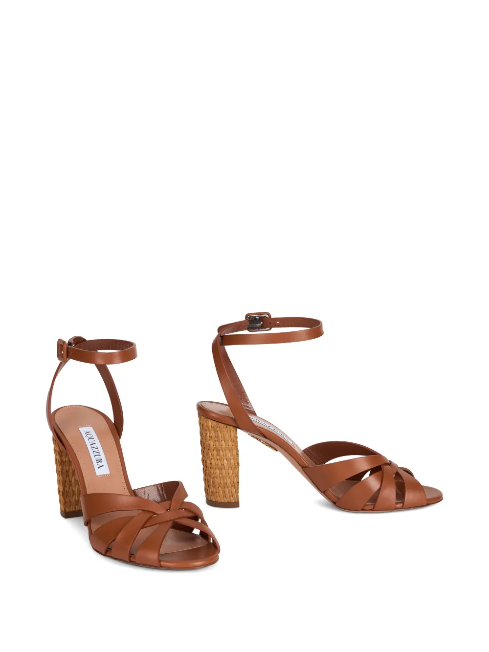 Aquazzura Copacabana woven-heel crossover-strap sandals Bruin