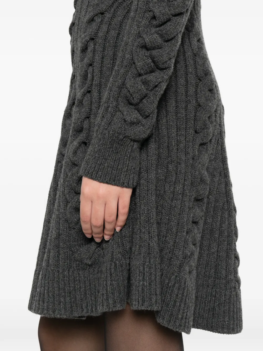 Alexander McQueen Kabelgebreide jurk met pointelle-detail Grijs